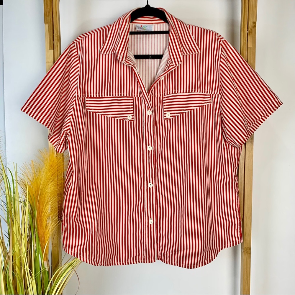 Vintage Mischief top size 12 red white striped - Picture 2 of 5